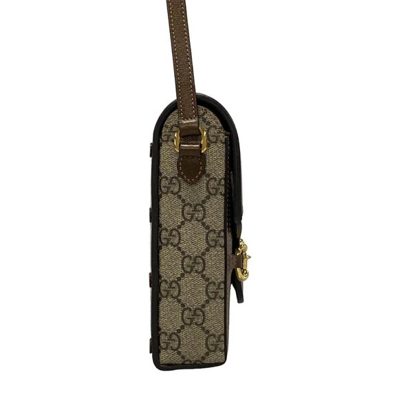 Auth GUCCI GG Plus / GG Supreme, Horsebit 625615 Beige Dark Brown PVC Leather - Picture 6 of 16